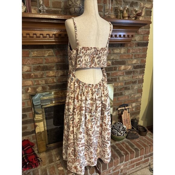 old navy dress Seersucker Long Sleeveless Beachy Size 2X NWT Tan Floral - Picture 3 of 9